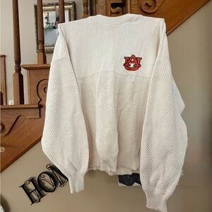 Auburn University cream Crewneck Sweater with Ribbed Cuffs